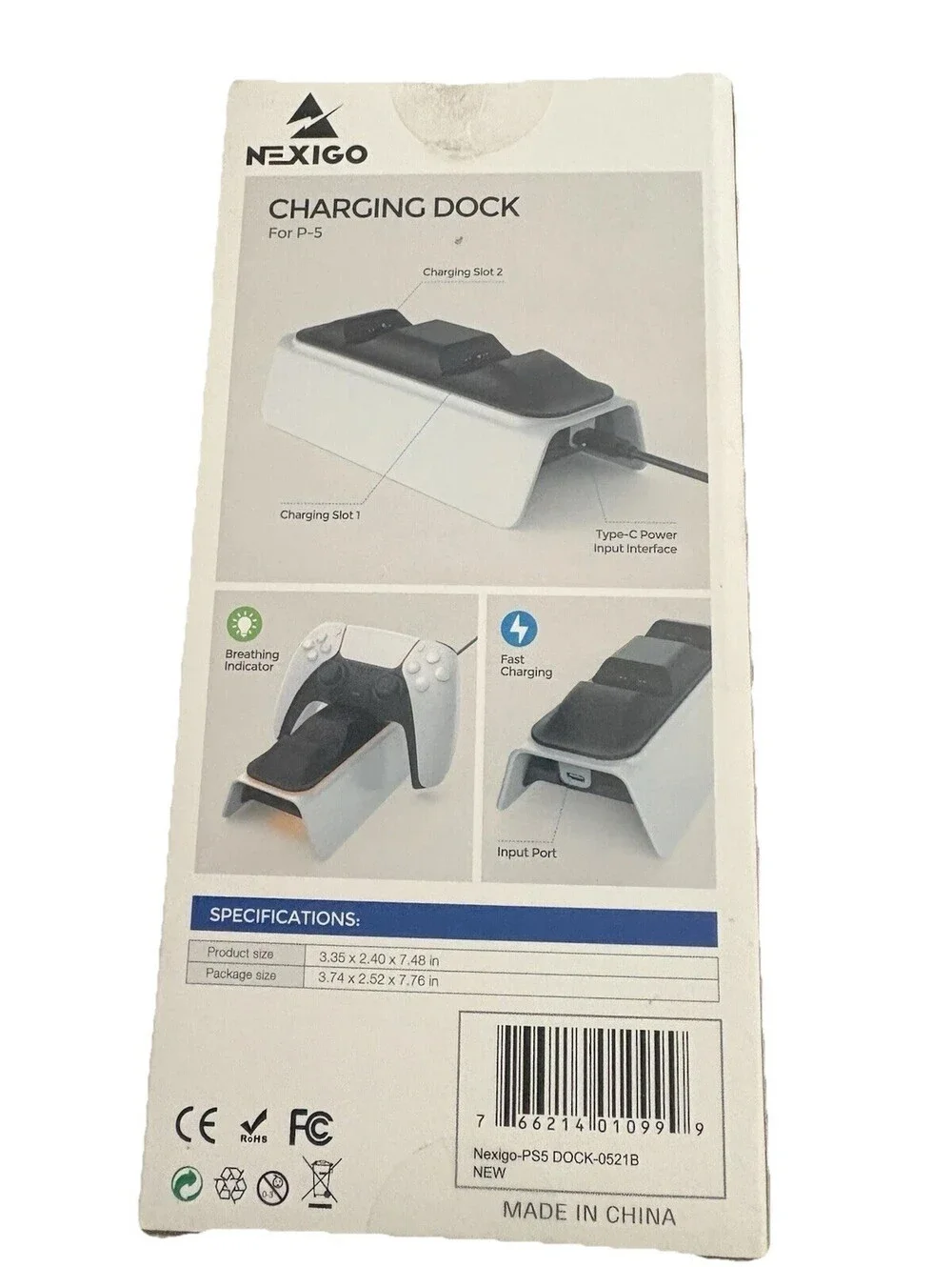 Nexigo P-5 Charging Dock for PS-5 Game Controllers with 2 Slots New and Sealed